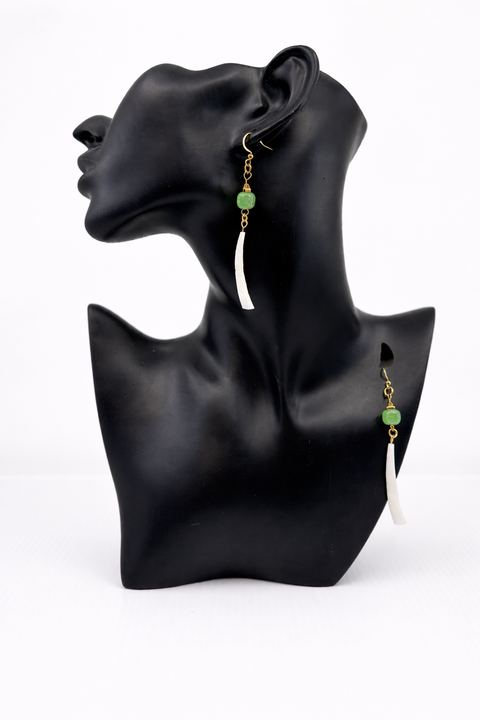 Dentalium Shell & Gemstone Earrings