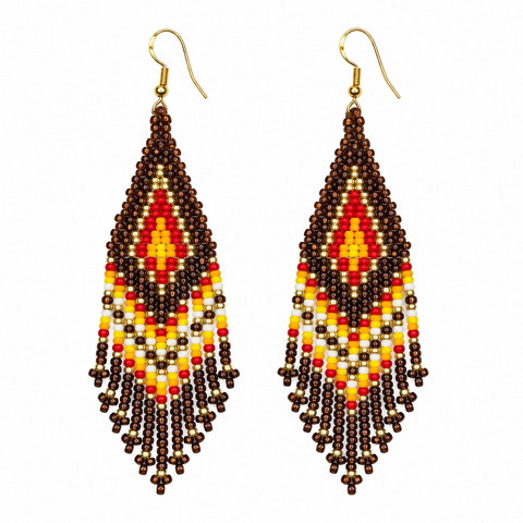Bronze Sunburst Fringe Earrings