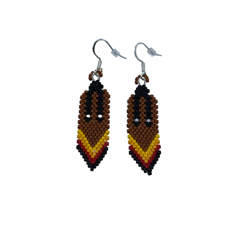 Beaded Braided Feather Earrings