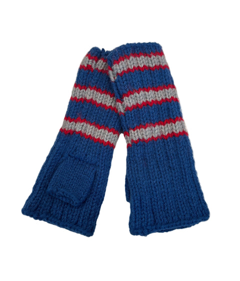 Blue, Red & Gray Wool Hand Warmers