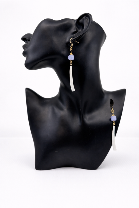 Dentalium Shell & Gemstone Earrings