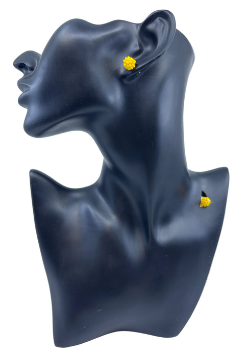 1 cm Hand-Beaded Moosehide Stud Earrings
