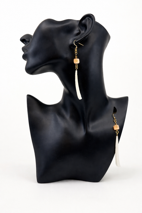 Dentalium Shell & Gemstone Earrings