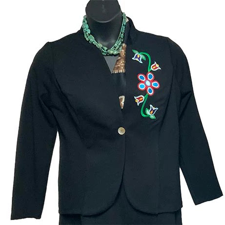 Eastern Woodland Floral Stretch Blazer – Black