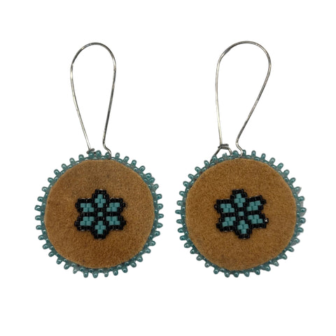 Stacey Moar Beaded Moosehide Earrings – 1.5"