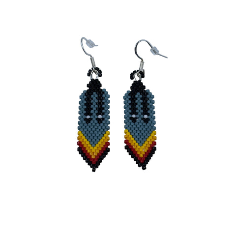 Beaded Braided Feather Earrings