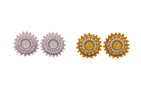 Small cabochon beaded earrings
