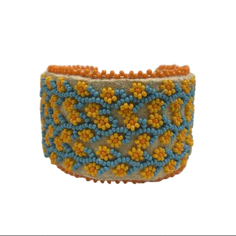 Flower and Vines Moosehide Bracelet