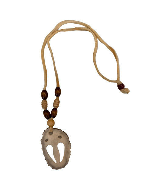 Ivory & Brown Caribou Tracks Antler Bone Necklace (14")