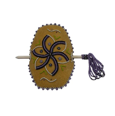 Smoked Moosehide Barrette