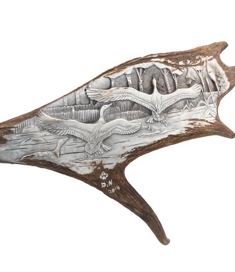 Eagle Head Antler Carving
