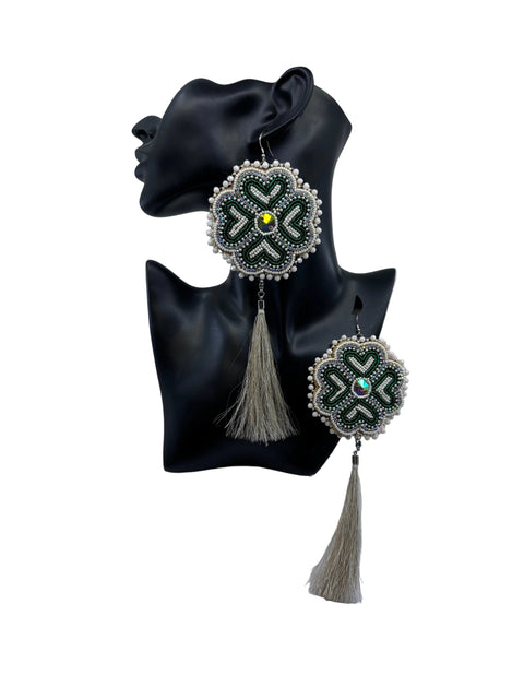 Large Beaded Earrings - Fringe