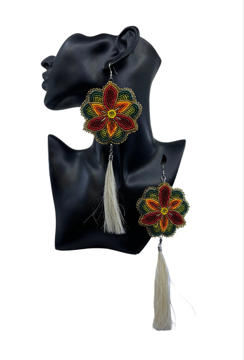 Large Beaded Earrings - Fringe