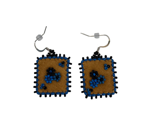 Floral Dia/SQR Moosehide Earrings ~ 1.25"