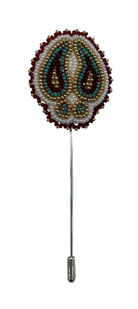Cree Beaded Moose Track Lapel Pin