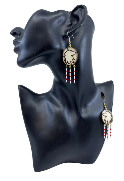 Carved Moose Antler Earrings