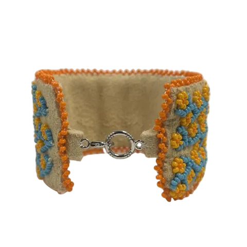Flower and Vines Moosehide Bracelet