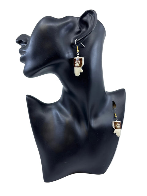 Carved Moose Antler Earrings