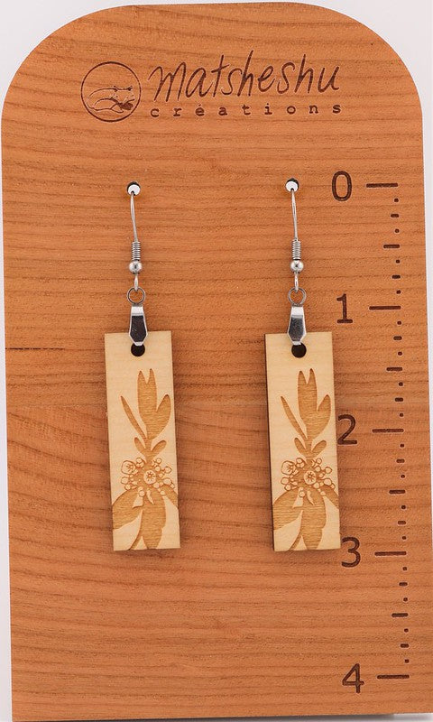 Wooden plant earrings