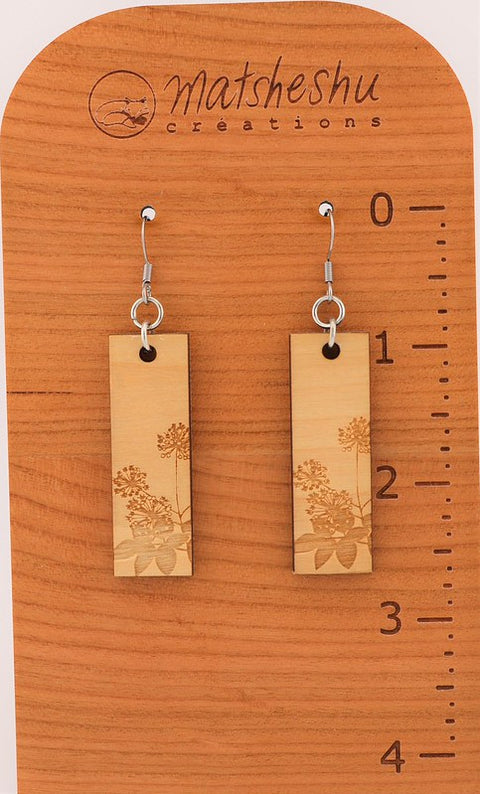 Wooden plant earrings