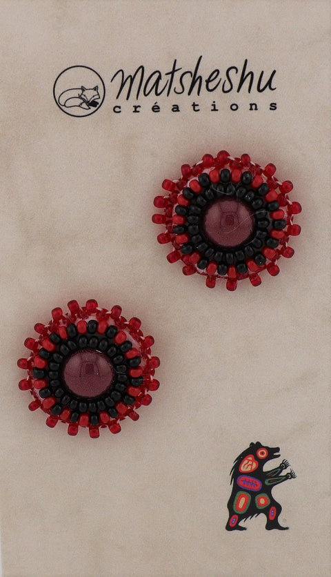 Small cabochon beaded earrings
