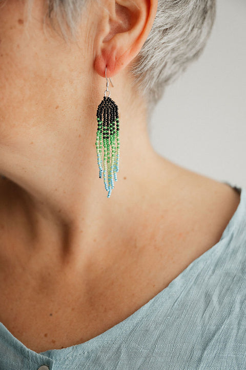 Small beaded fringe earrings