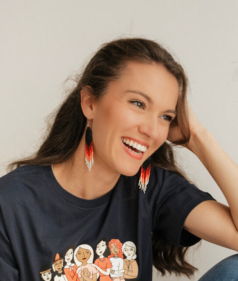 Large beaded fringe earrings