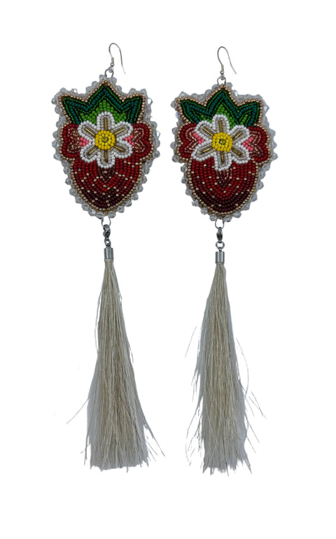 Large Beaded Earrings - Fringe
