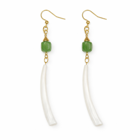 Dentalium Shell & Gemstone Earrings