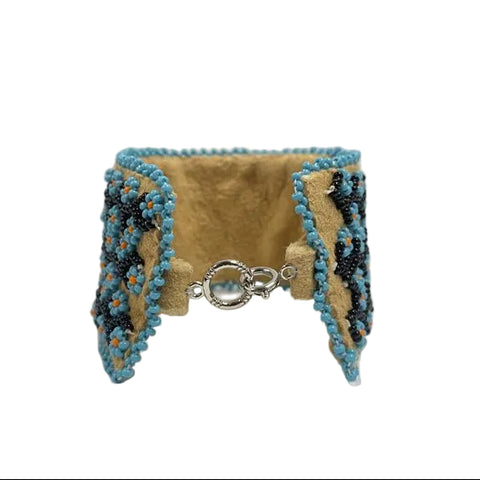 Flower and Vines Moosehide Bracelet