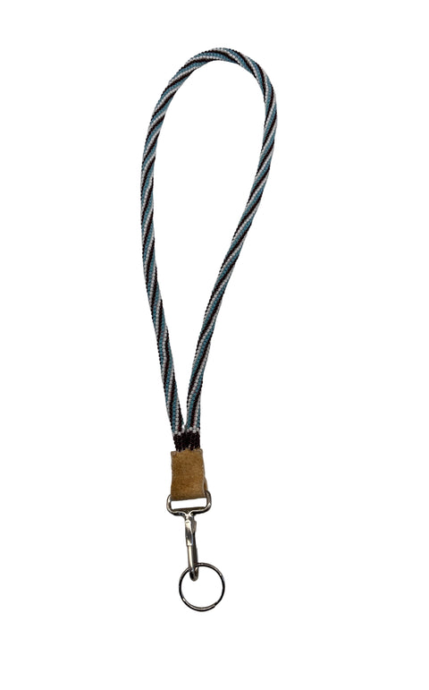 Brown & White Spiral Beaded Lanyard (14")