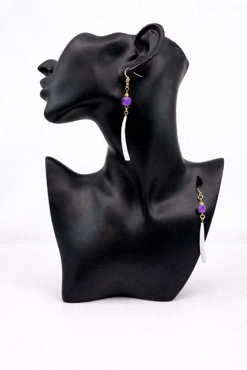 Dentalium Shell & Gemstone Earrings