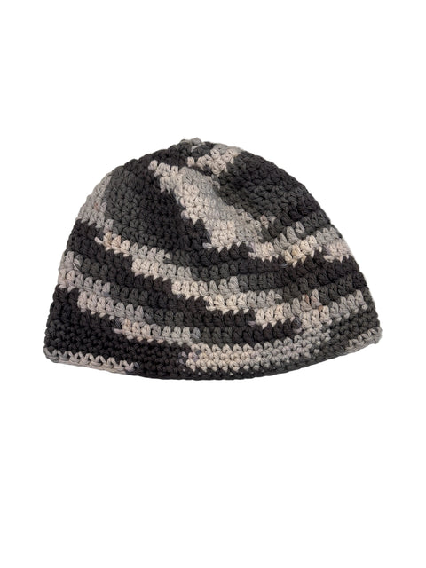 Camo Gray & Ivory Crochet Winter Tuque (20")