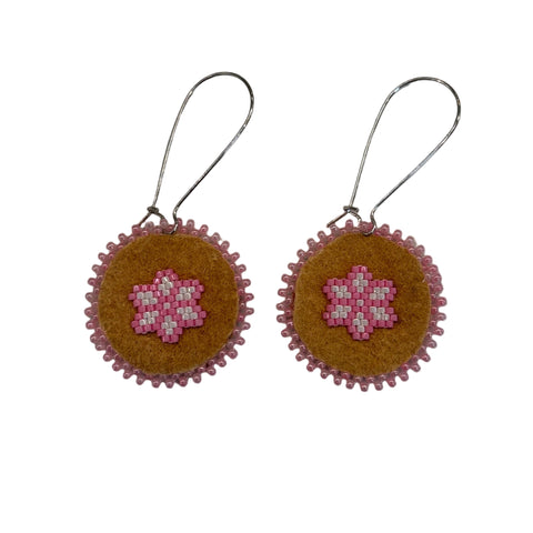 Stacey Moar Beaded Moosehide Earrings – 1.5"