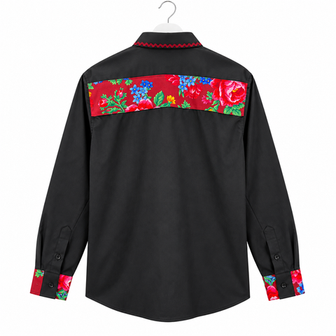 Handcrafted Cree ribbon shirt by Alexandria Coon of Mistissini, Eeyou Istchee.
