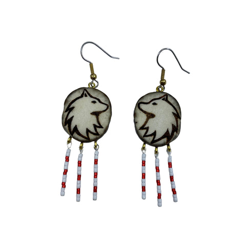 Carved Moose Antler Earrings