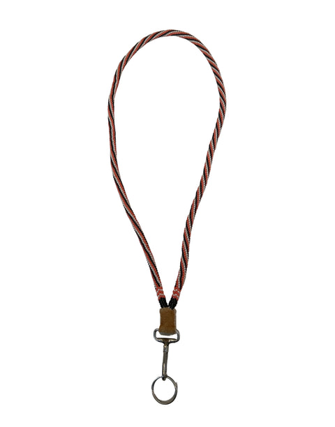 Black, Orange & Crystal Spiral Beaded Lanyard (18")