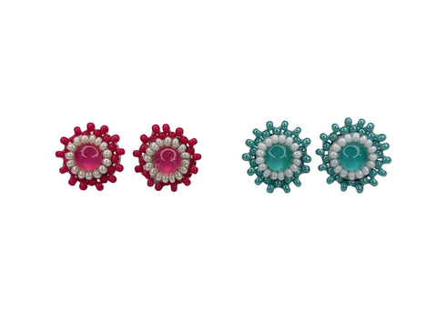 Mini cabochon beaded earrings