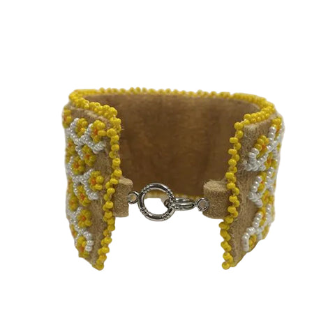 Flower and Vines Moosehide Bracelet