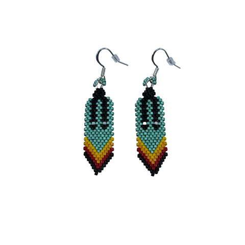 Beaded Braided Feather Earrings