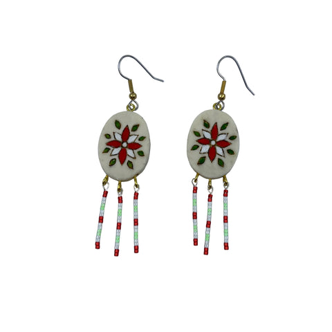Carved Moose Antler Earrings