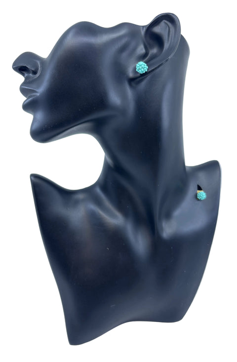 1 cm Hand-Beaded Moosehide Stud Earrings
