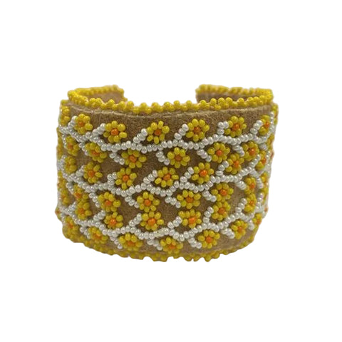 Flower and Vines Moosehide Bracelet