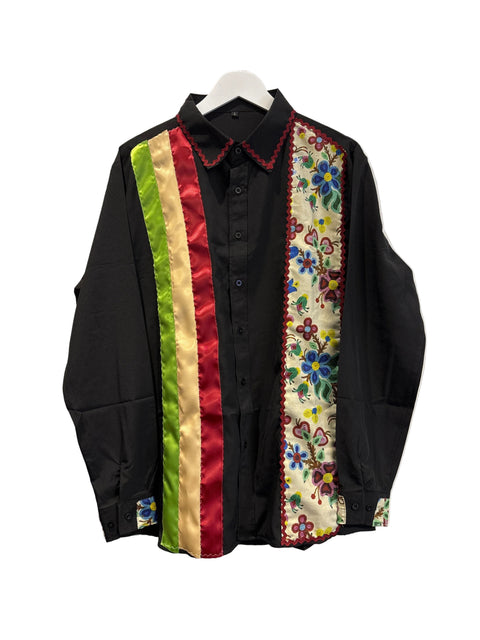 Hand-sewn Cree ribbon shirt by Alexandria Coon of Mistissini, Eeyou Istchee.