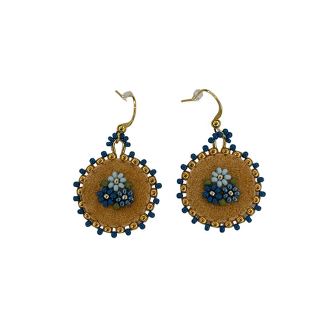 Floral Circle Moosehide Earrings ~ 1"