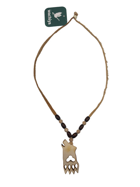 Ivory & Brown Wolf Antler Bone Necklace (15")