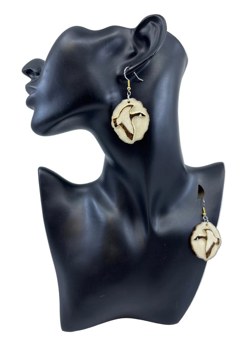 Carved Moose Antler Earrings