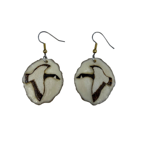 Carved Moose Antler Earrings