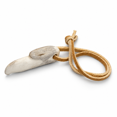 Moose Antler Eagle Head Car Hanging with Moosehide Strap