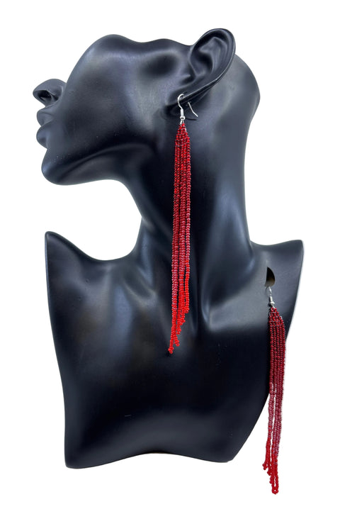 Ombre Fringe Beaded Earrings